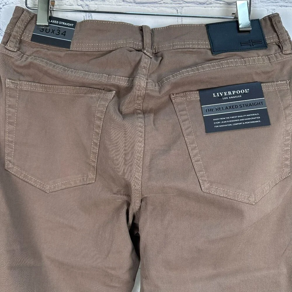 Liverpool LA Regent The Relaxed Straight Leg Twill Pant, W30‎ x L34, Cub Brown